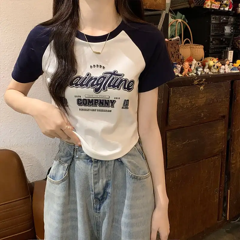 トップス Tシャツ アルファベット ファッション ブラック ブラウン グリーン インディゴ