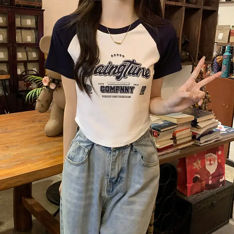 トップス Tシャツ アルファベット ファッション ブラック ブラウン グリーン インディゴ