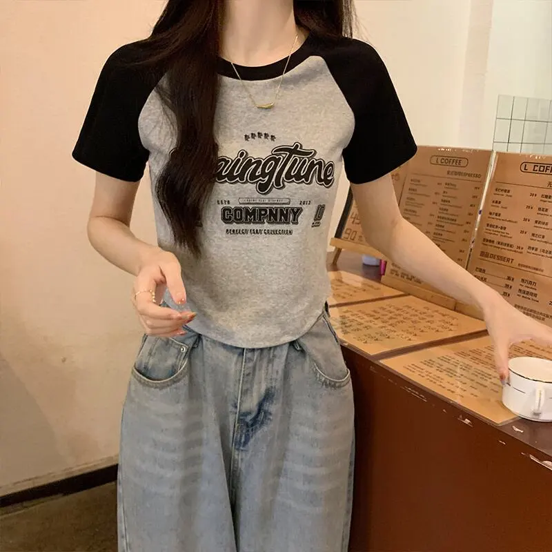 トップス Tシャツ アルファベット ファッション ブラック ブラウン グリーン インディゴ