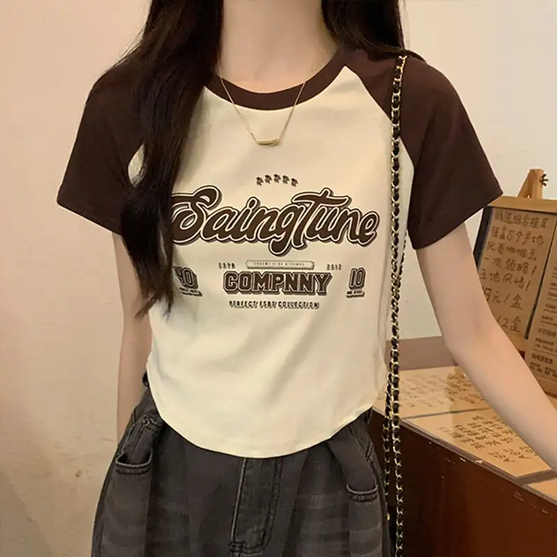 トップス Tシャツ アルファベット ファッション ブラック ブラウン グリーン インディゴ