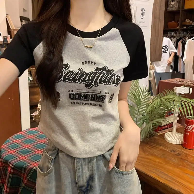 トップス Tシャツ アルファベット ファッション ブラック ブラウン グリーン インディゴ