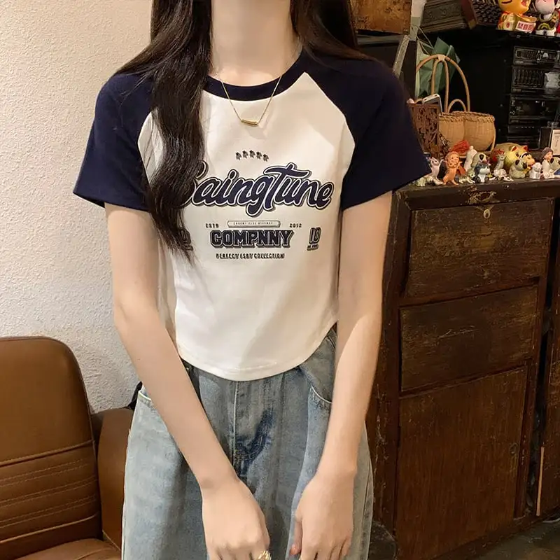 トップス Tシャツ アルファベット ファッション ブラック ブラウン グリーン インディゴ