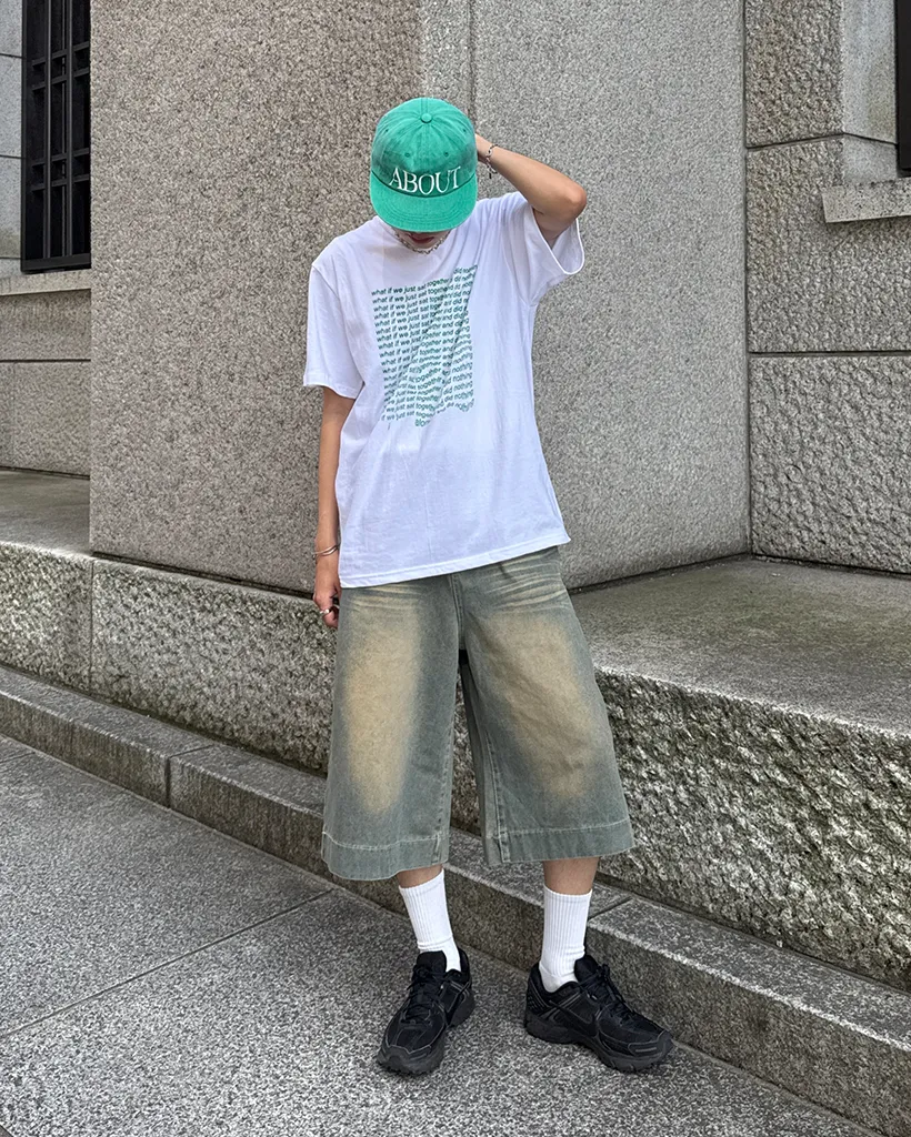 ヒゲウォッシュデニムフレアクロップドパンツ