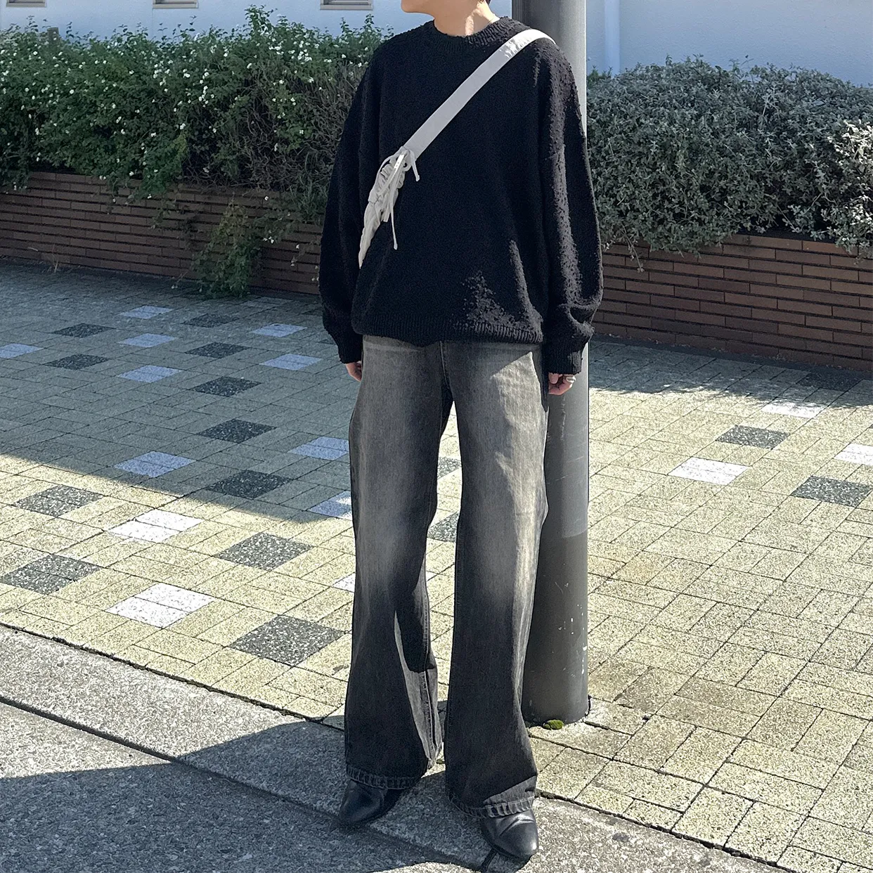 (ユニセックス) ヴィンテージブラックフレアデニム