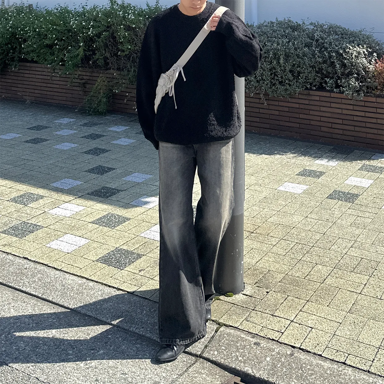 (ユニセックス) ヴィンテージブラックフレアデニム