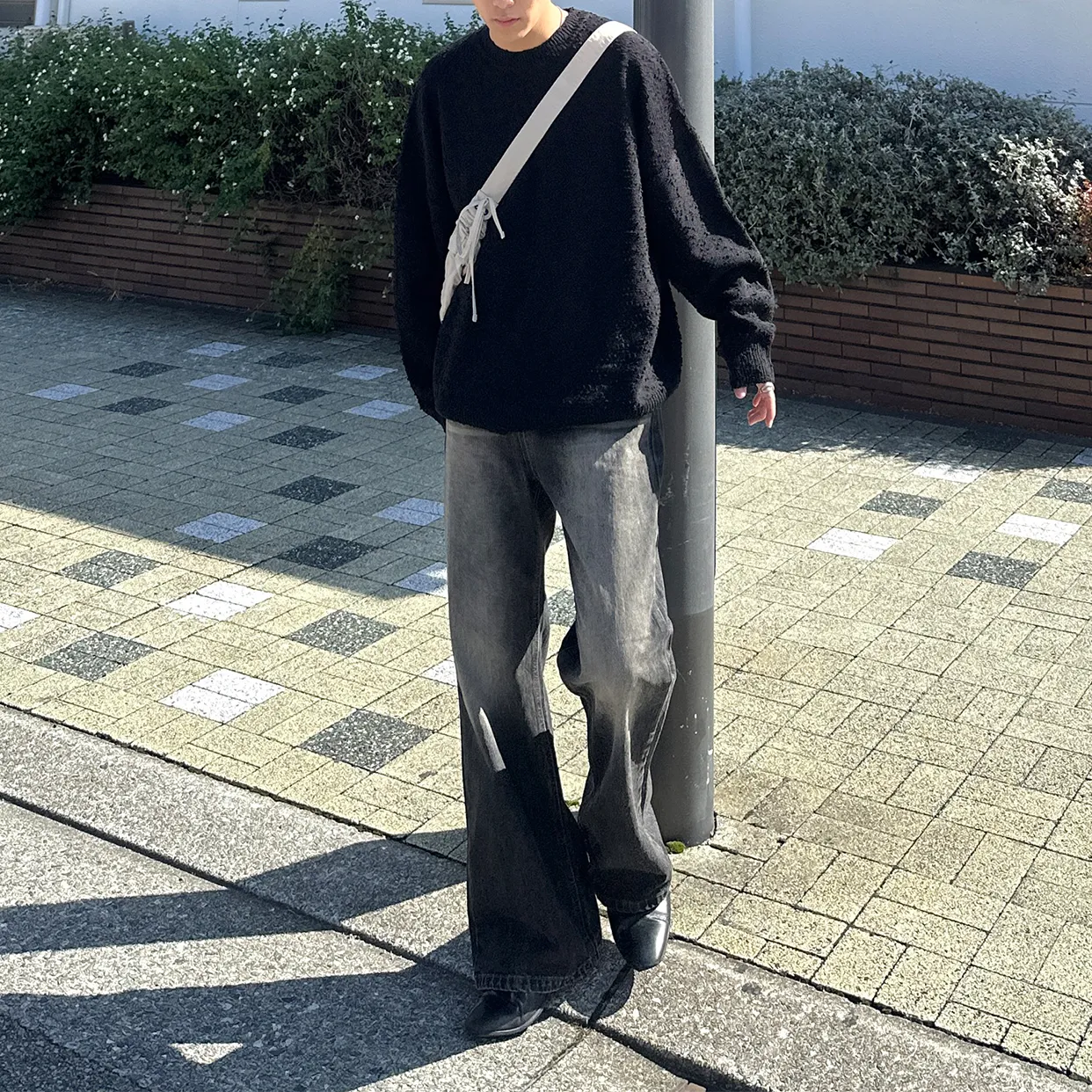 (ユニセックス) ヴィンテージブラックフレアデニム