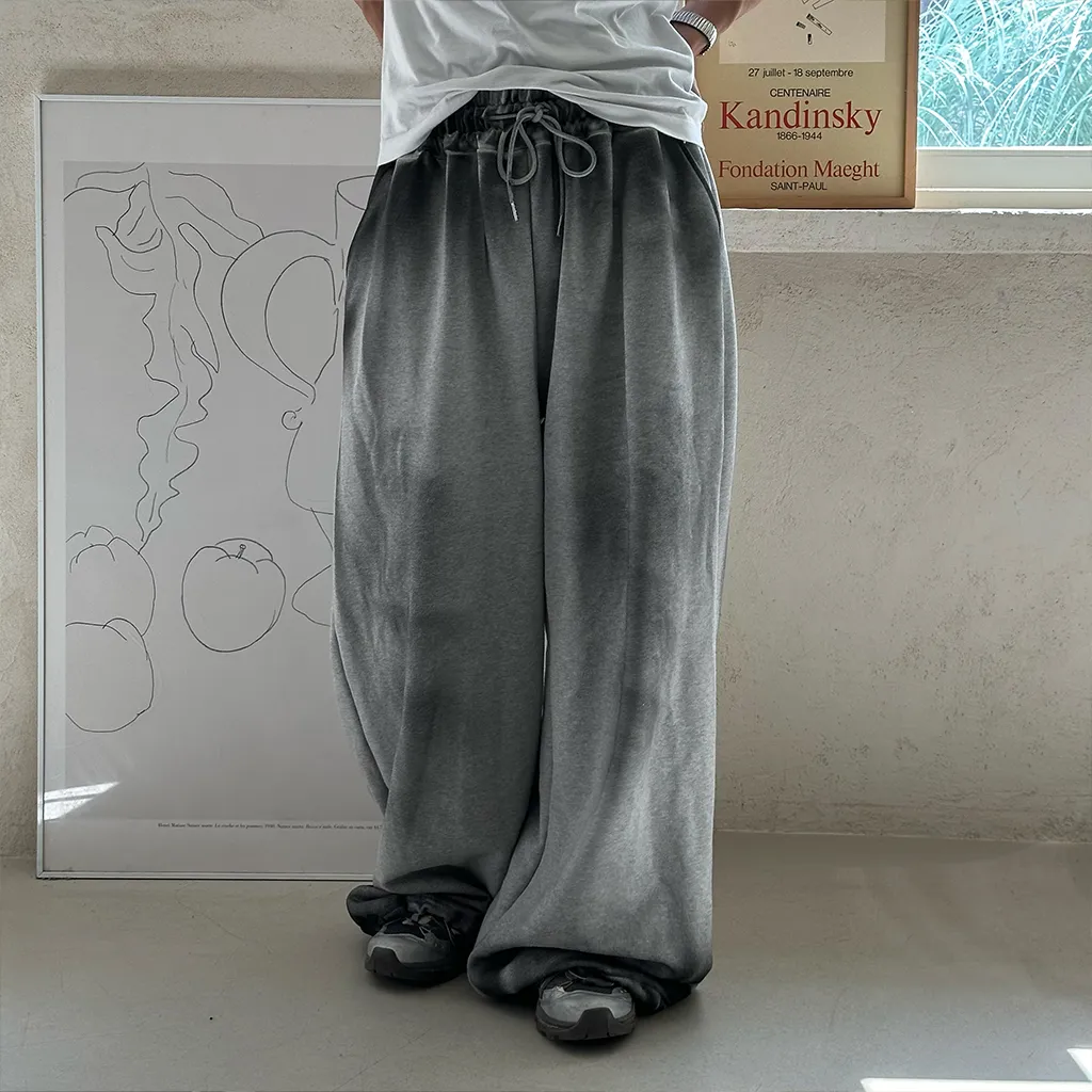 (ユニセックス) ウォッシュワイドスウェットパンツ