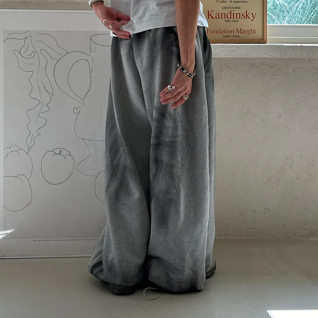 (ユニセックス) ウォッシュワイドスウェットパンツ