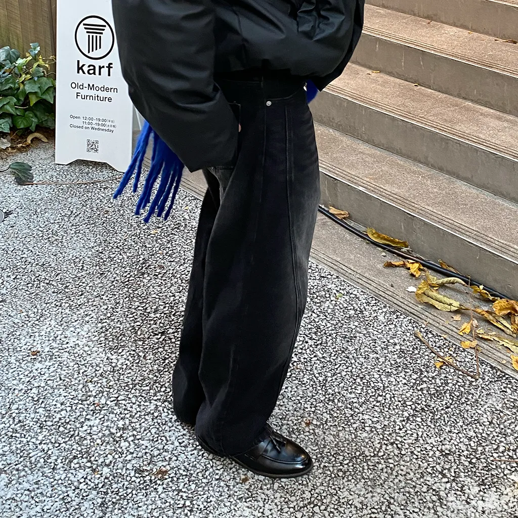 スリットステッチワイドデニムパンツ