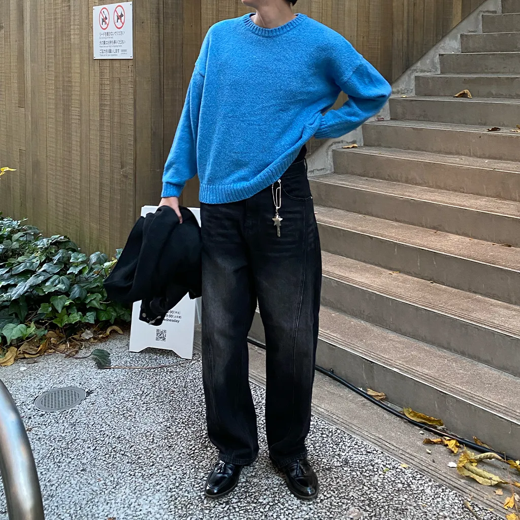 スリットステッチワイドデニムパンツ
