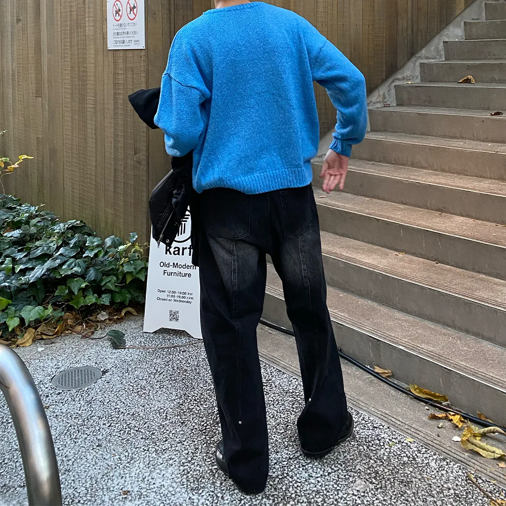 スリットステッチワイドデニムパンツ