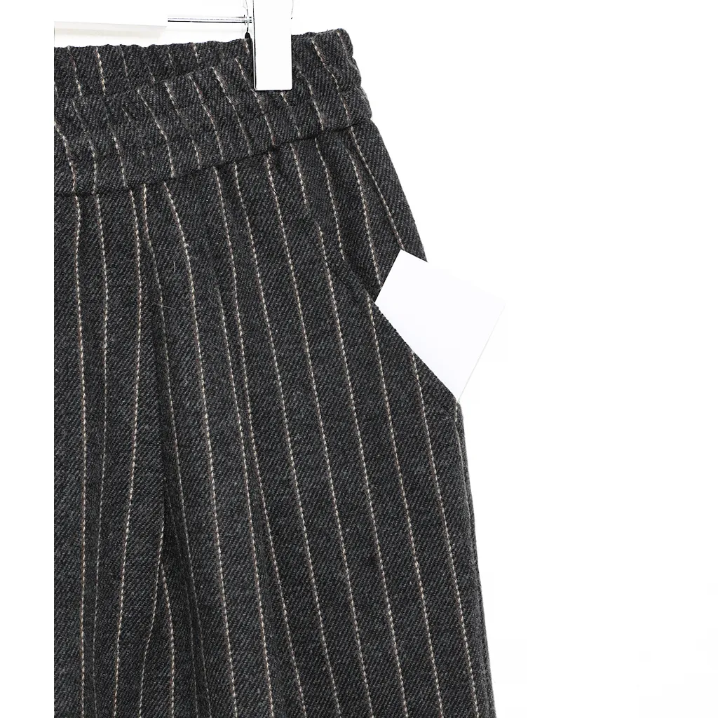[秋再入荷]ストライプワイドバンディングパンツ