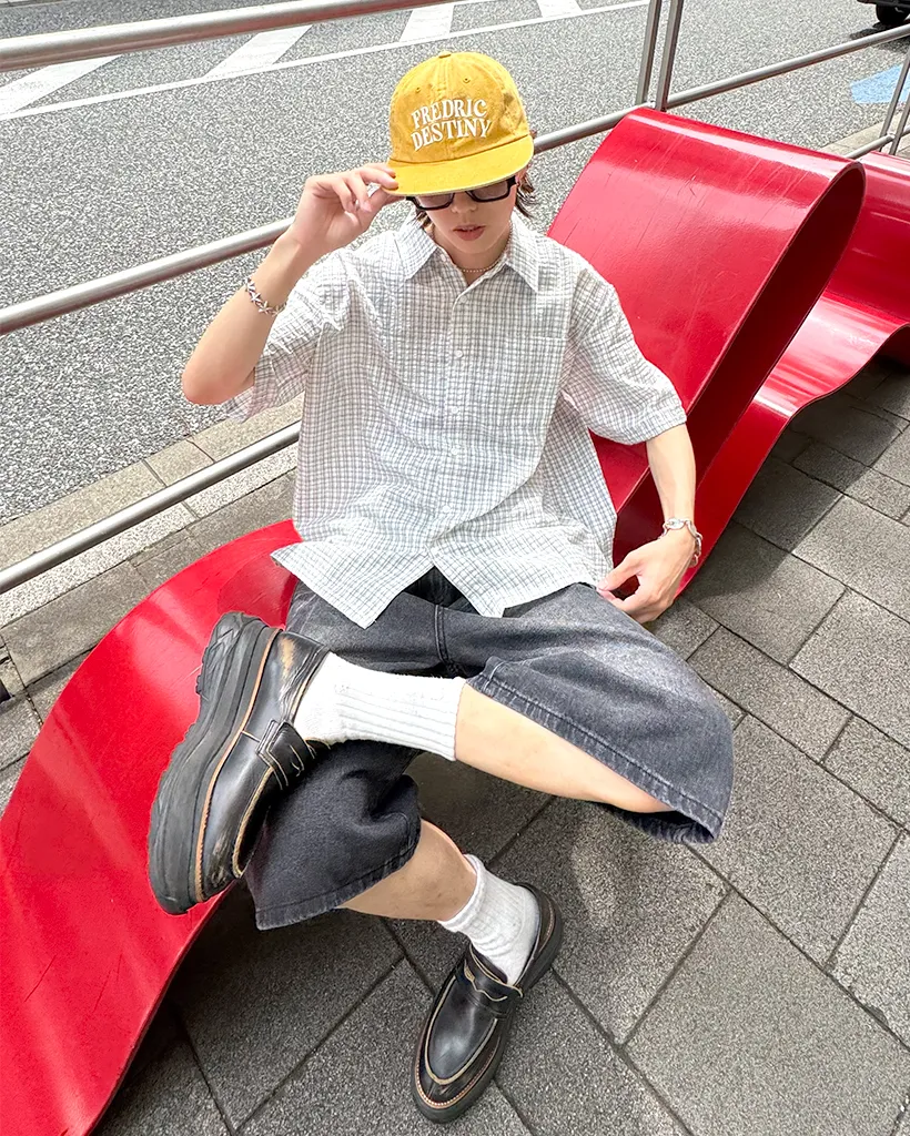 (ユニセックス)オックスフォードチェックシャツ
