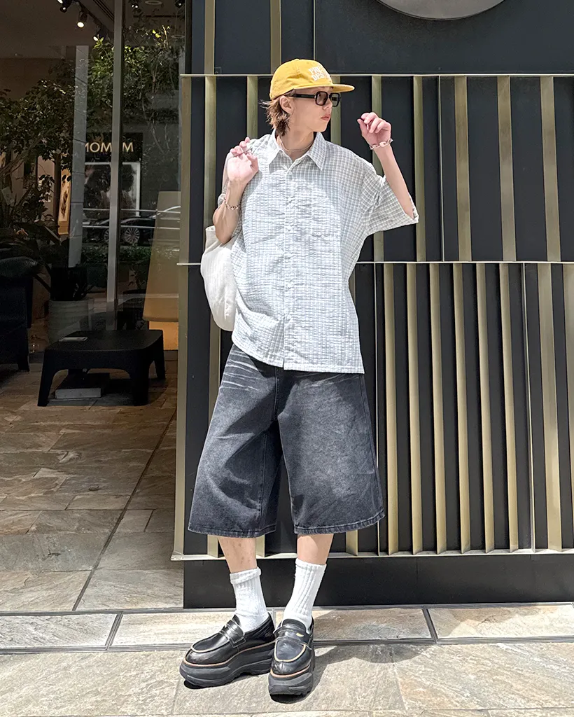 (ユニセックス)オックスフォードチェックシャツ