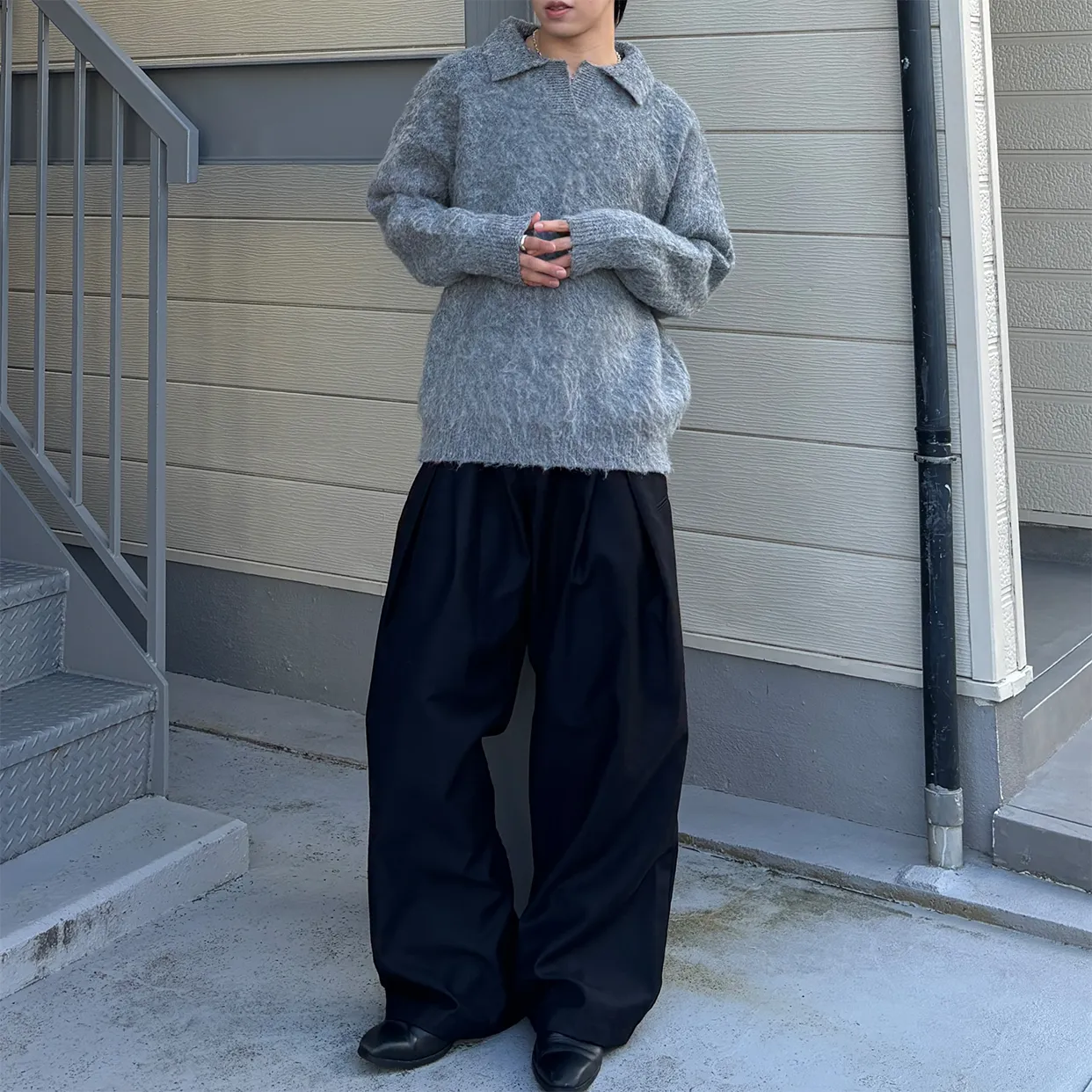 [秋再入荷](unisex) ダブルウエストユニークワイドスラックス