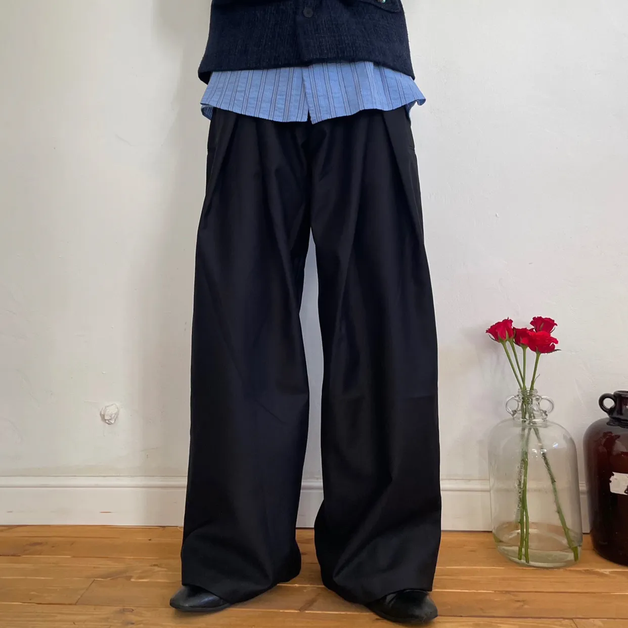 [秋再入荷](unisex) ウエストフォールドワイドバルーンスラックス