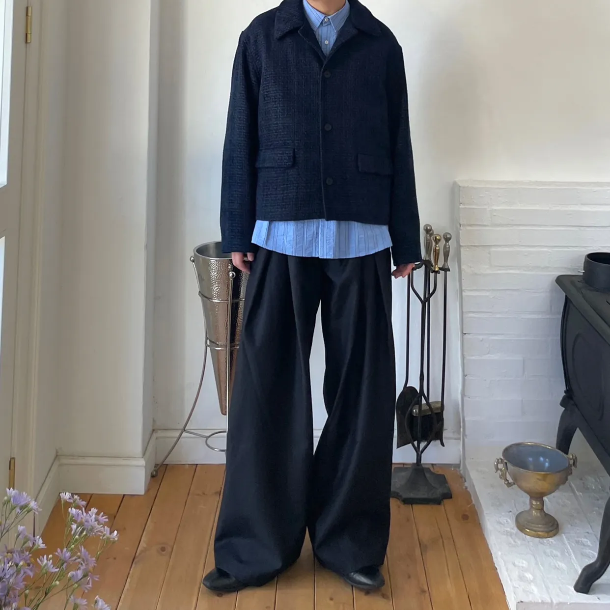 [秋再入荷](unisex) ウエストフォールドワイドバルーンスラックス