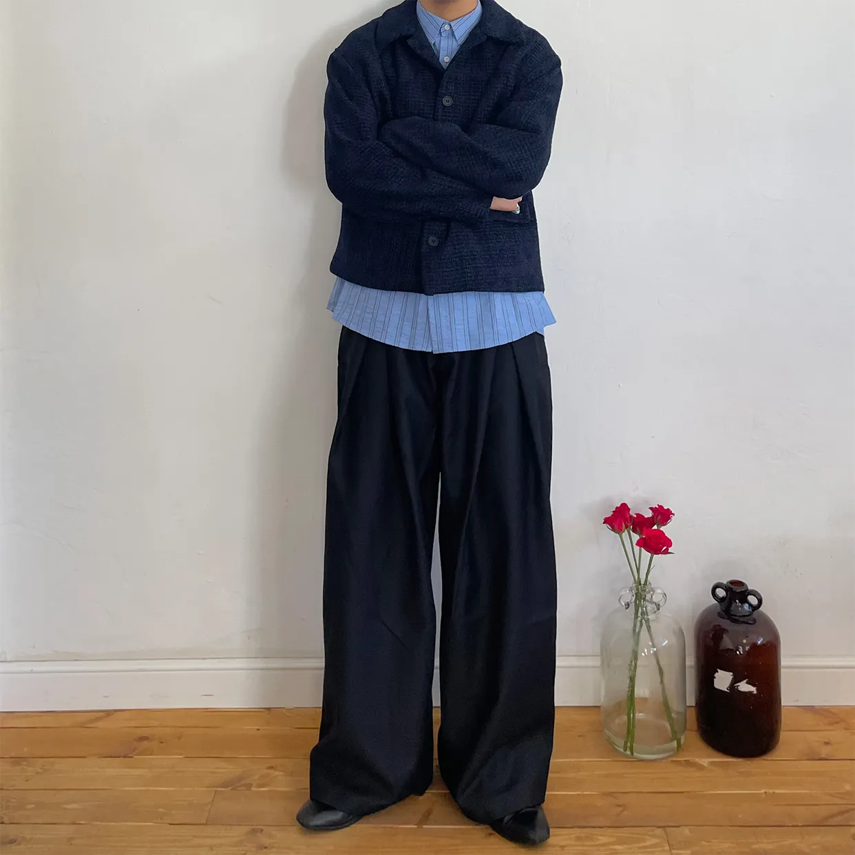 [秋再入荷](unisex) ウエストフォールドワイドバルーンスラックス