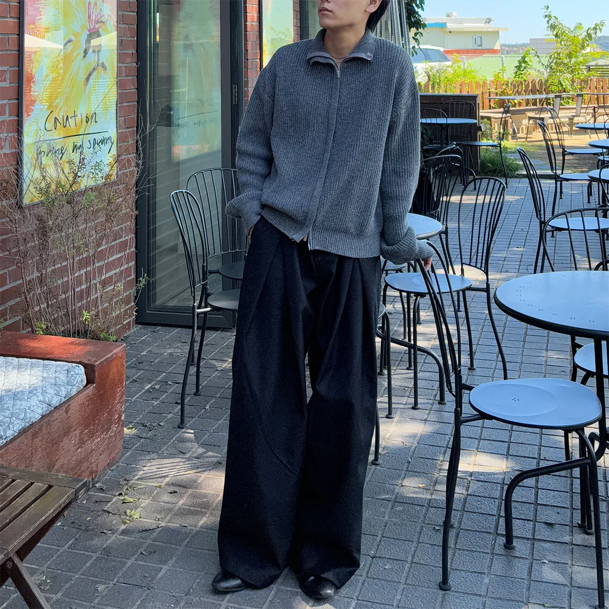 [秋再入荷](unisex) ウエストフォールドワイドバルーンスラックス