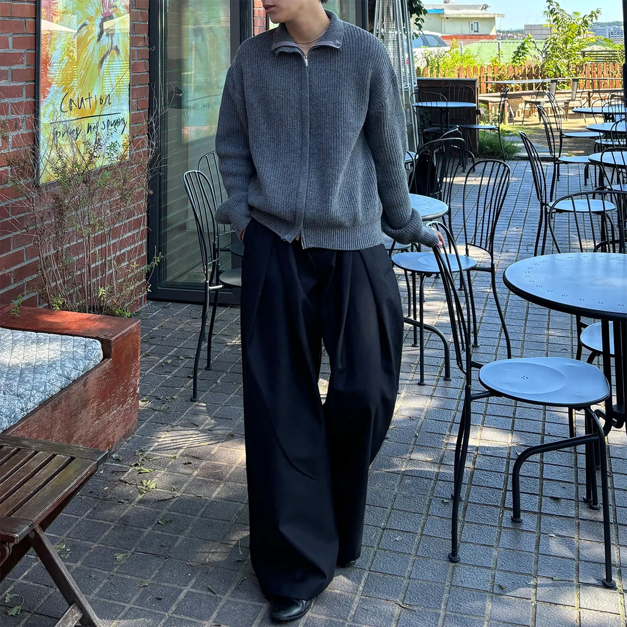 [秋再入荷](unisex) ウエストフォールドワイドバルーンスラックス
