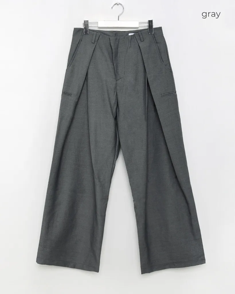 [秋再入荷](unisex) ウエストフォールドワイドバルーンスラックス