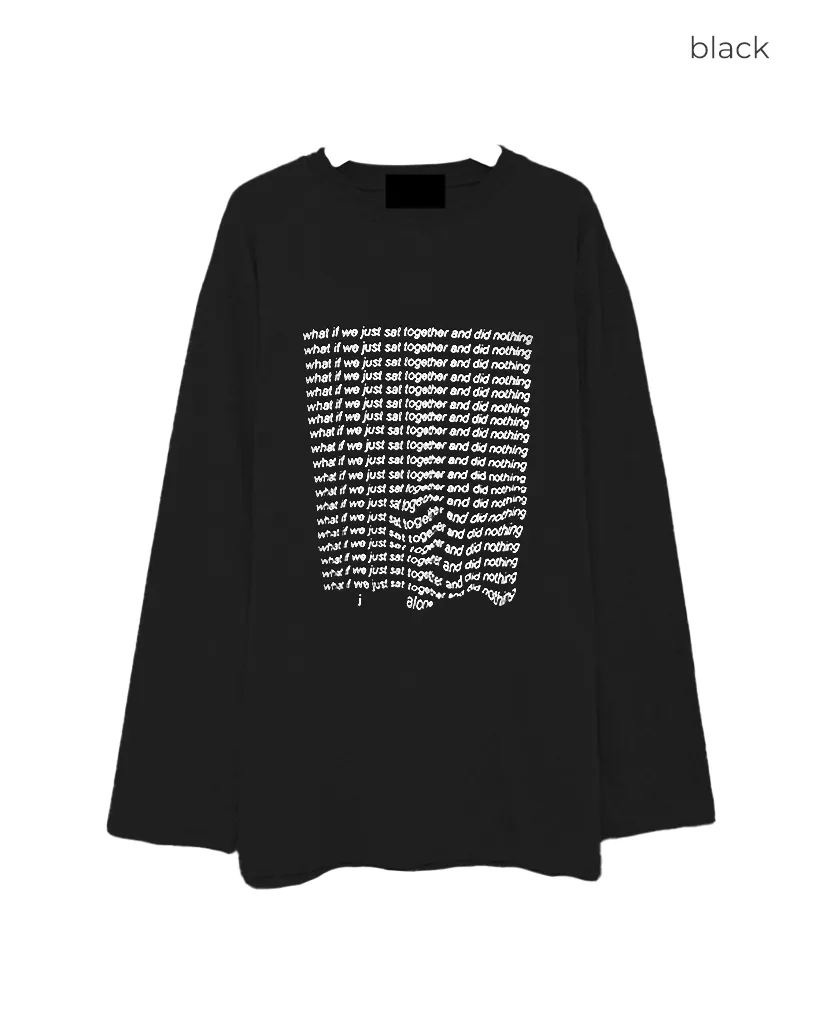 （ユニセックス）ロングシンプルレタリング長袖Tシャツ