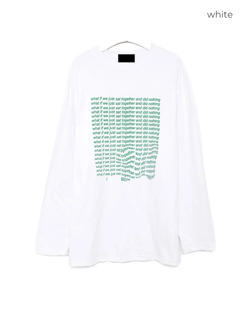 （ユニセックス）ロングシンプルレタリング長袖Tシャツ