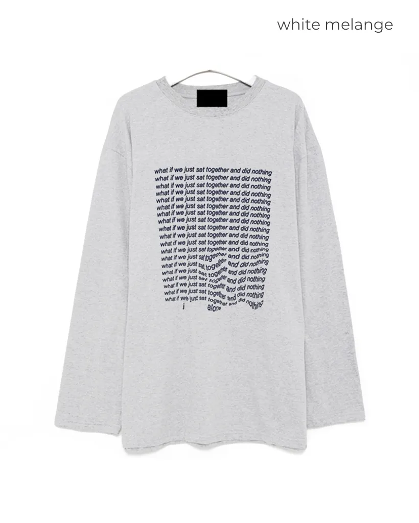 （ユニセックス）ロングシンプルレタリング長袖Tシャツ