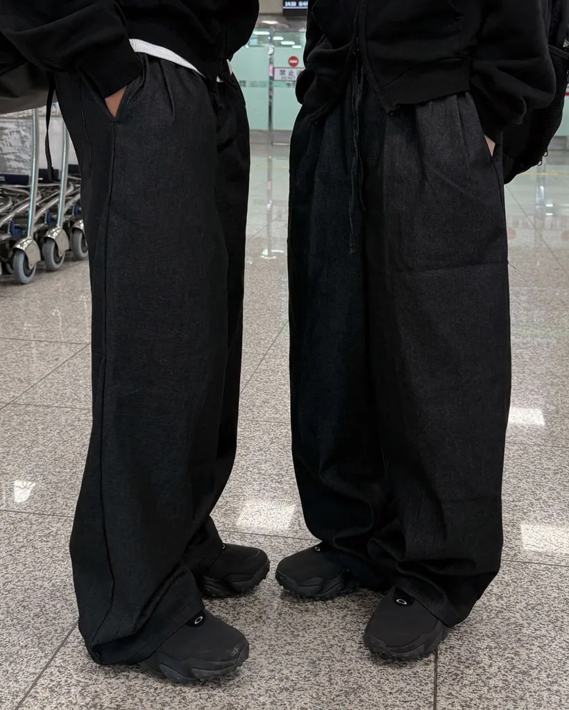 [UNISEX]タック入りベーシックワイドゴムパンツ
