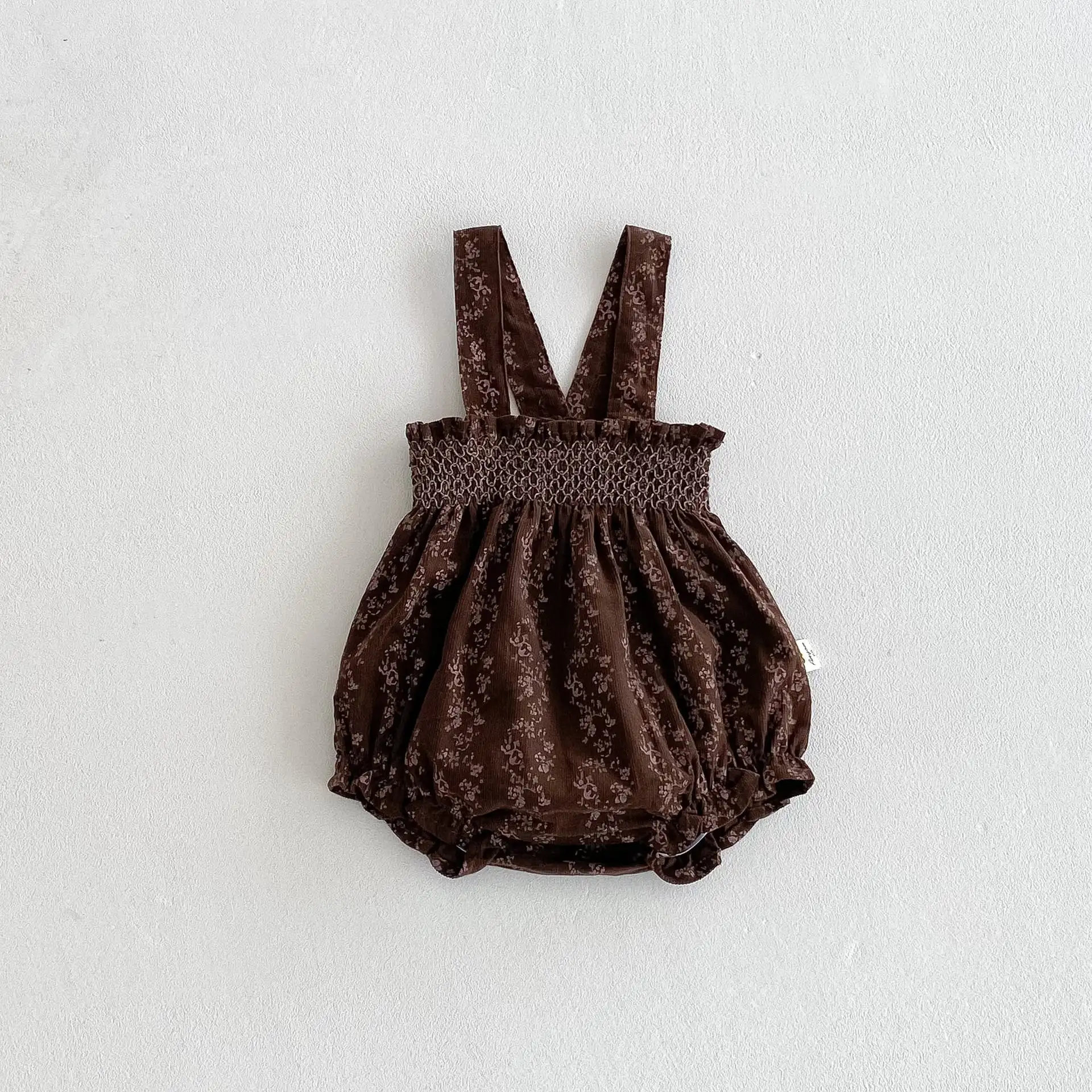 【66-100cm】ブラウンフラワーＴシャツ＆サロペット