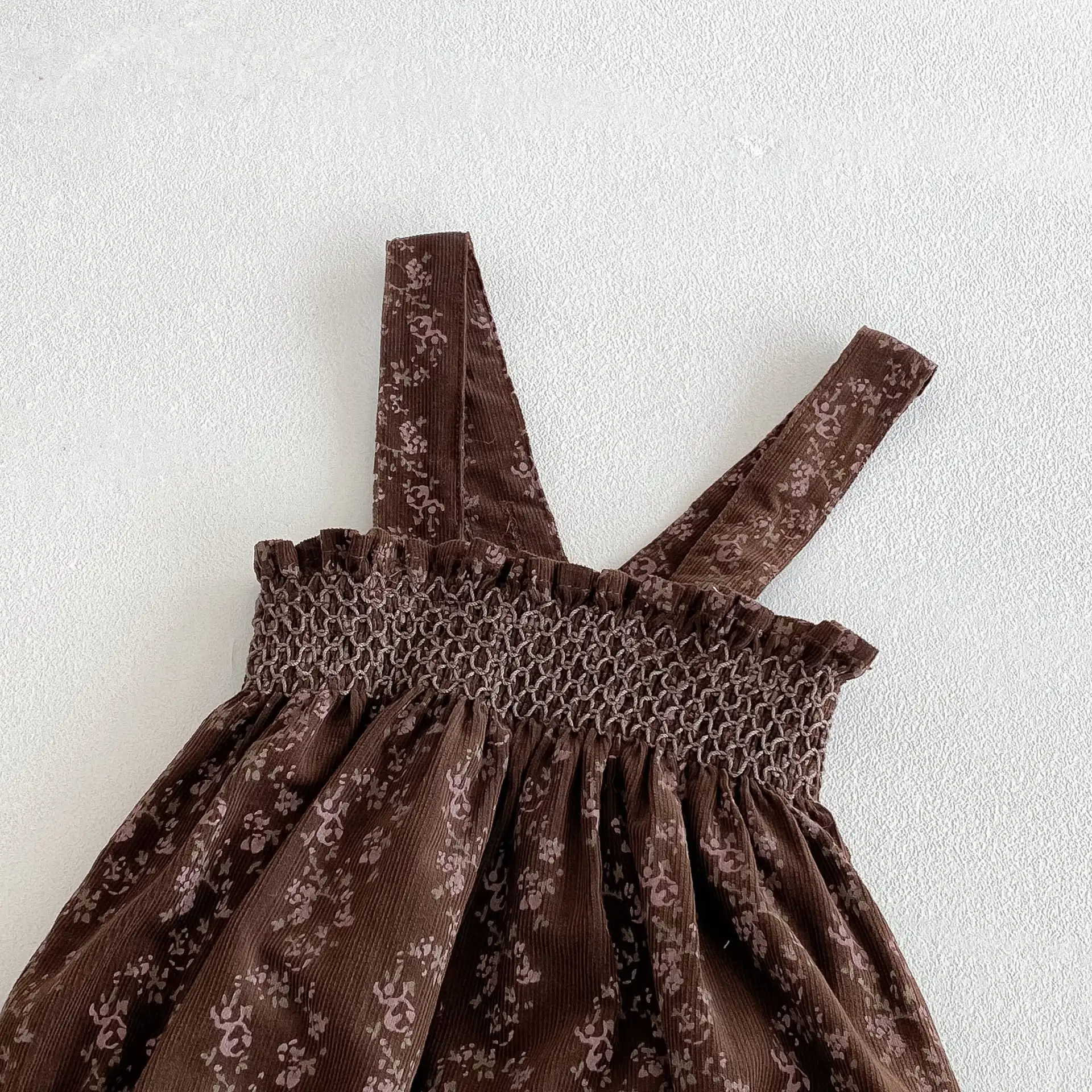 【66-100cm】ブラウンフラワーＴシャツ＆サロペット