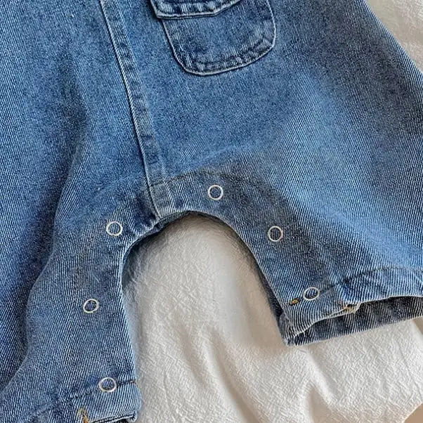 【66-100cm】ダブルボタンデニムサロペット/トップス