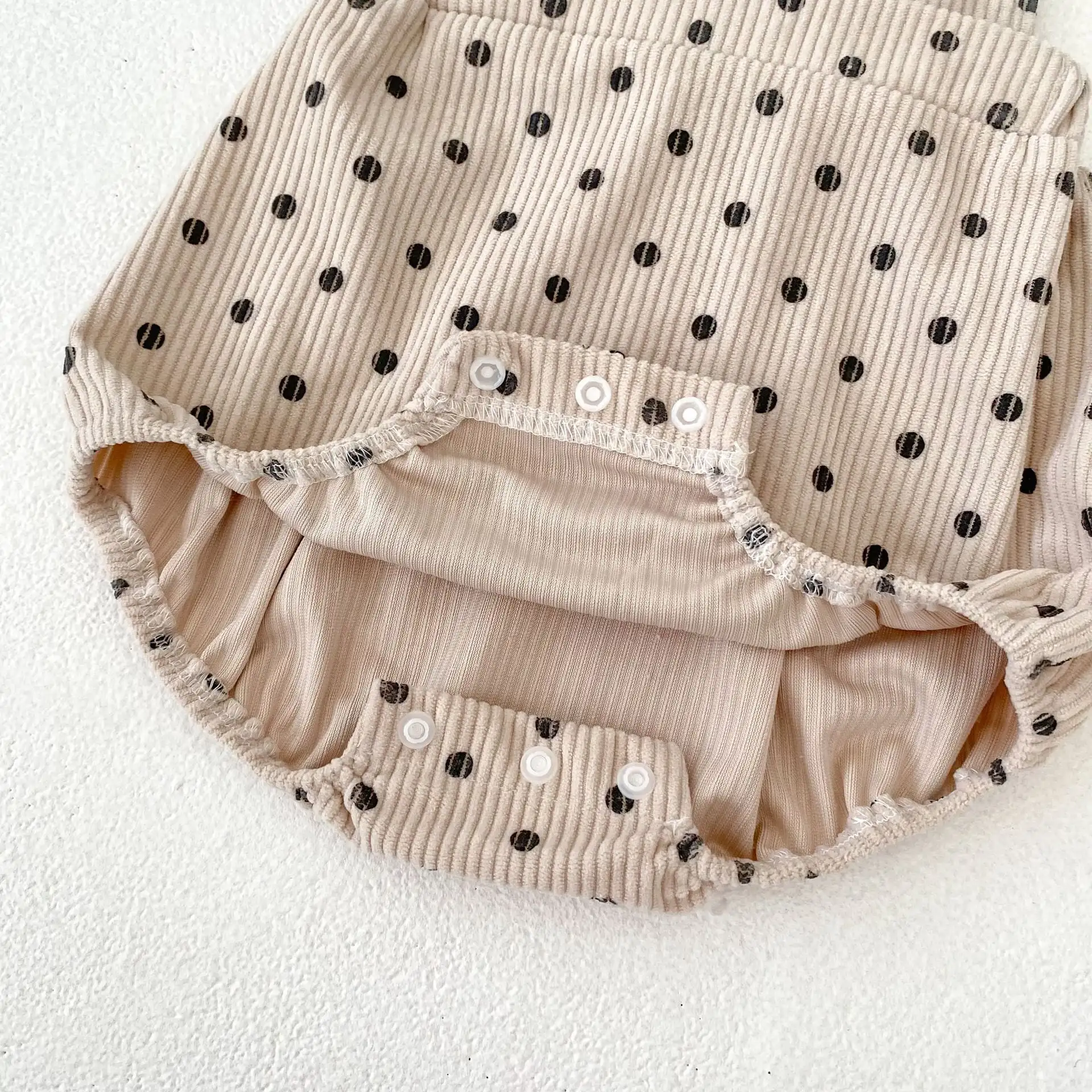 【66-90cm】秋新作 可愛いドットサロペロンパース