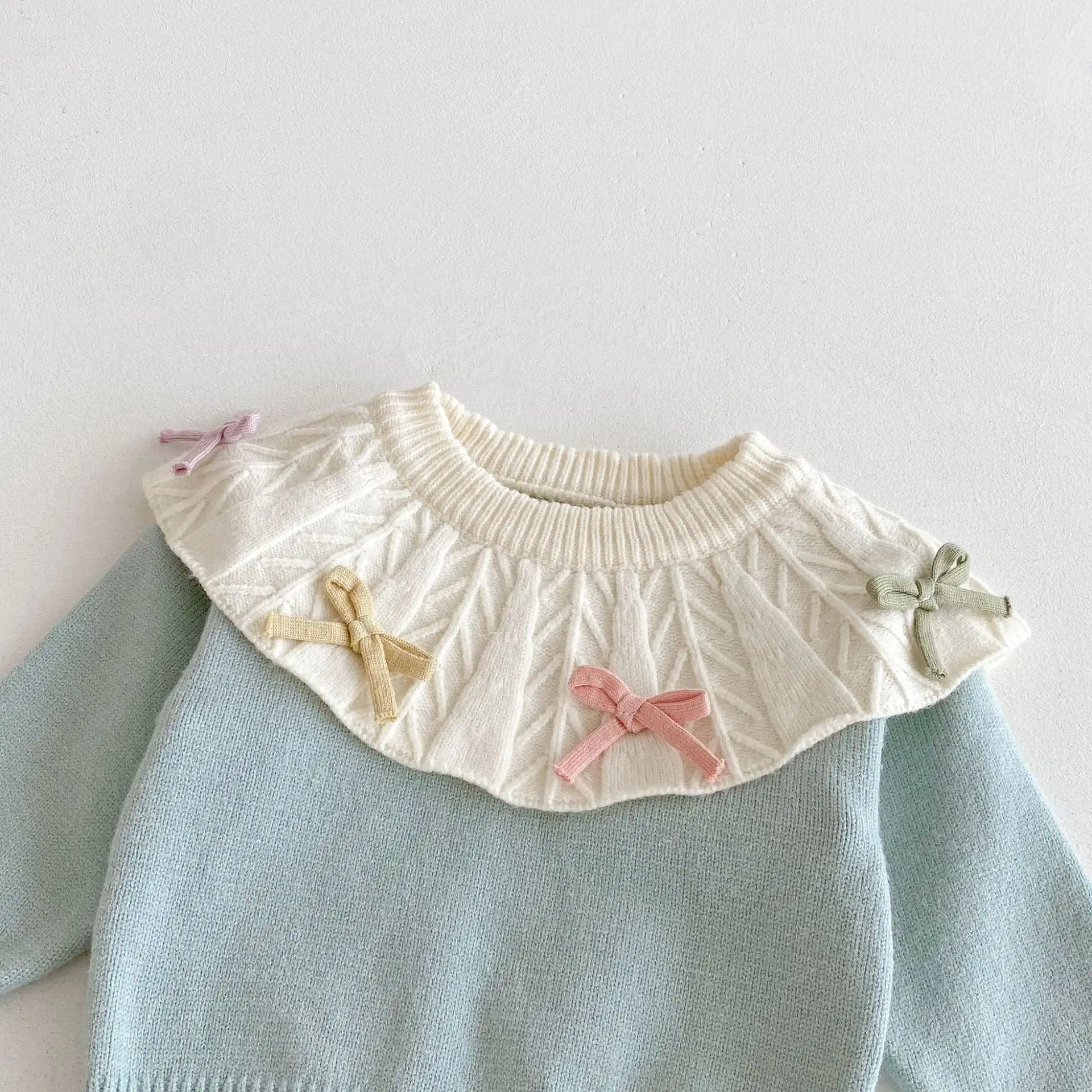 【66-100cm】ブルーニット可愛いセットアップ