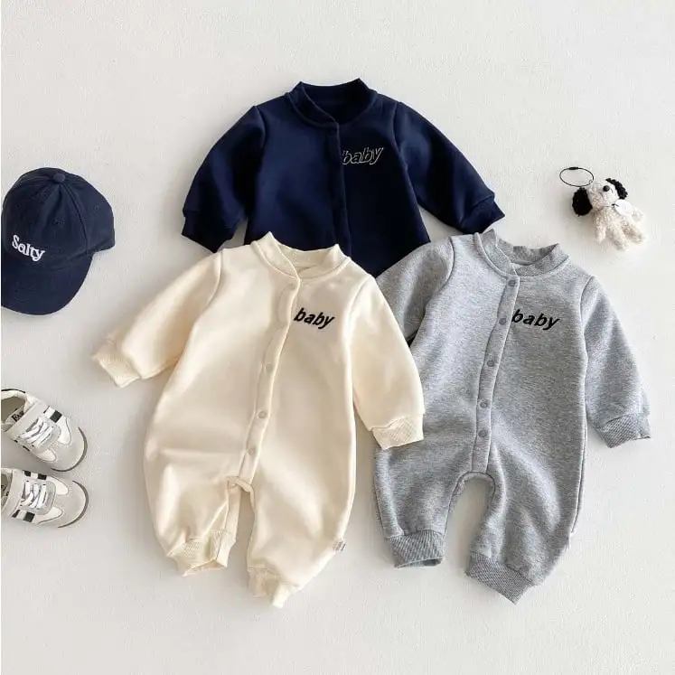 【66-90cm】暖かいベビー刺繡ロンパース