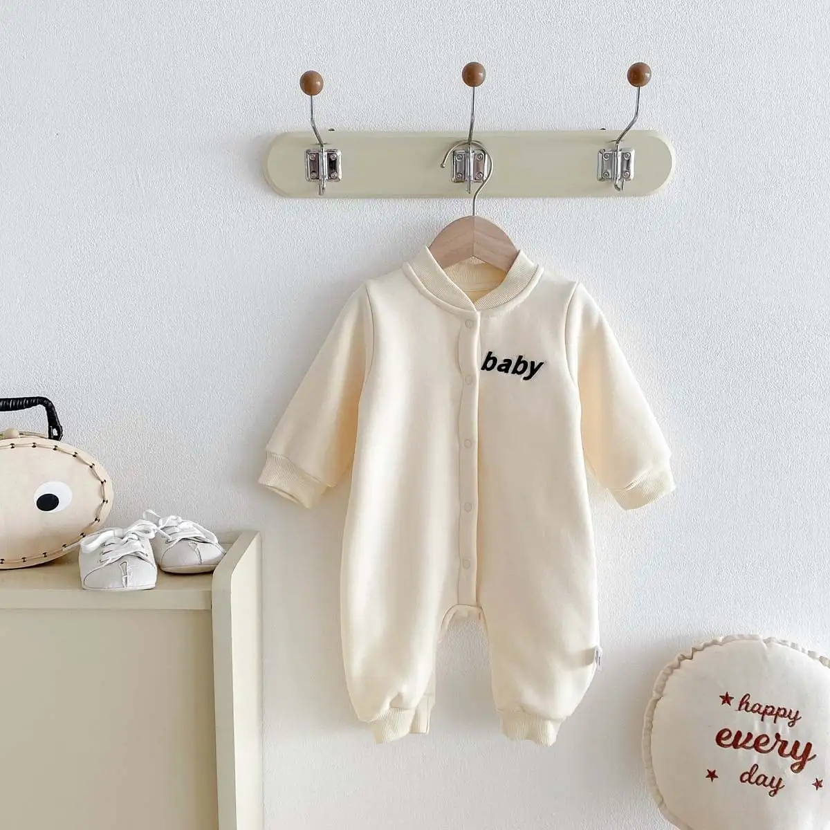 【66-90cm】暖かいベビー刺繡ロンパース