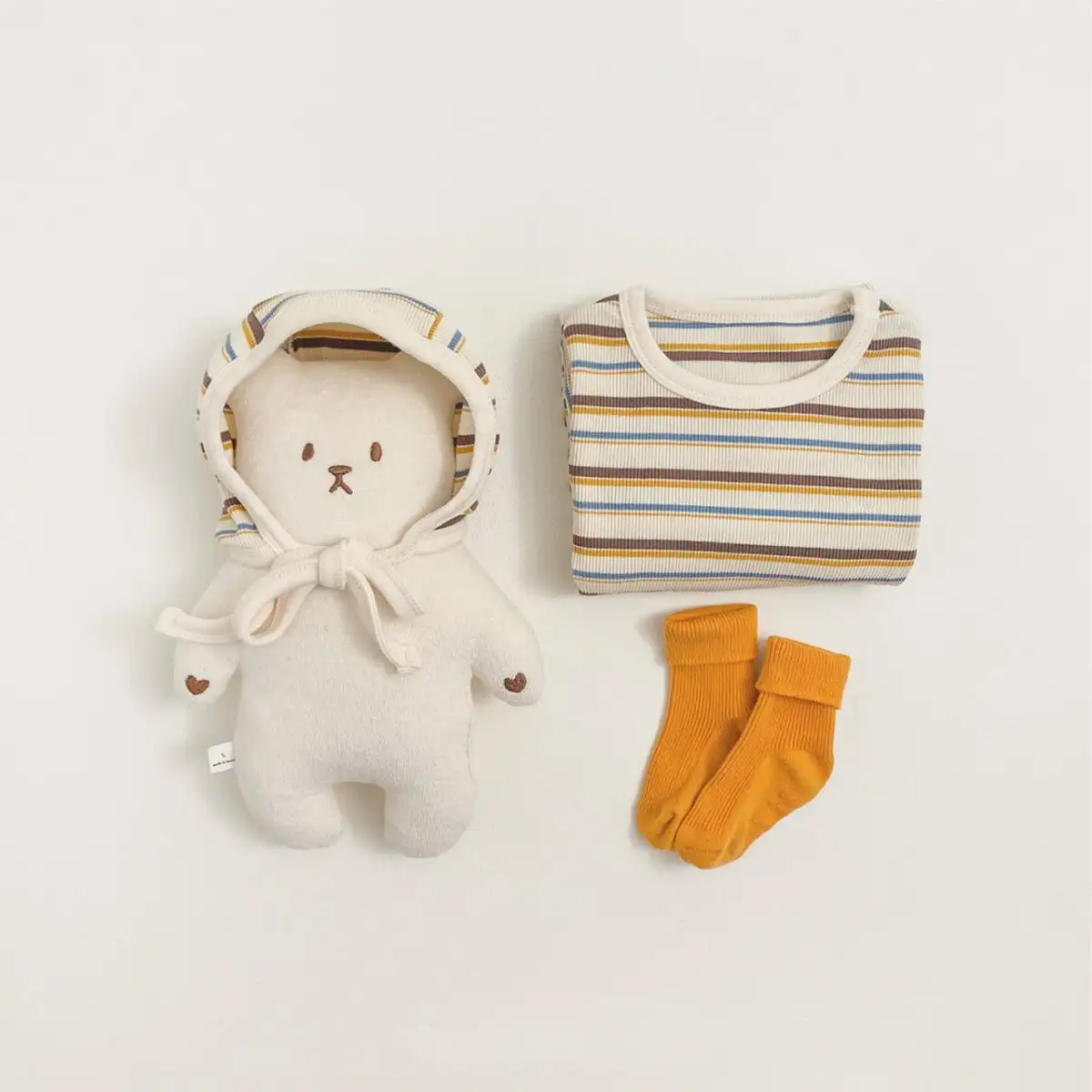 【66-90cm】カラーバリボーダーロンパース