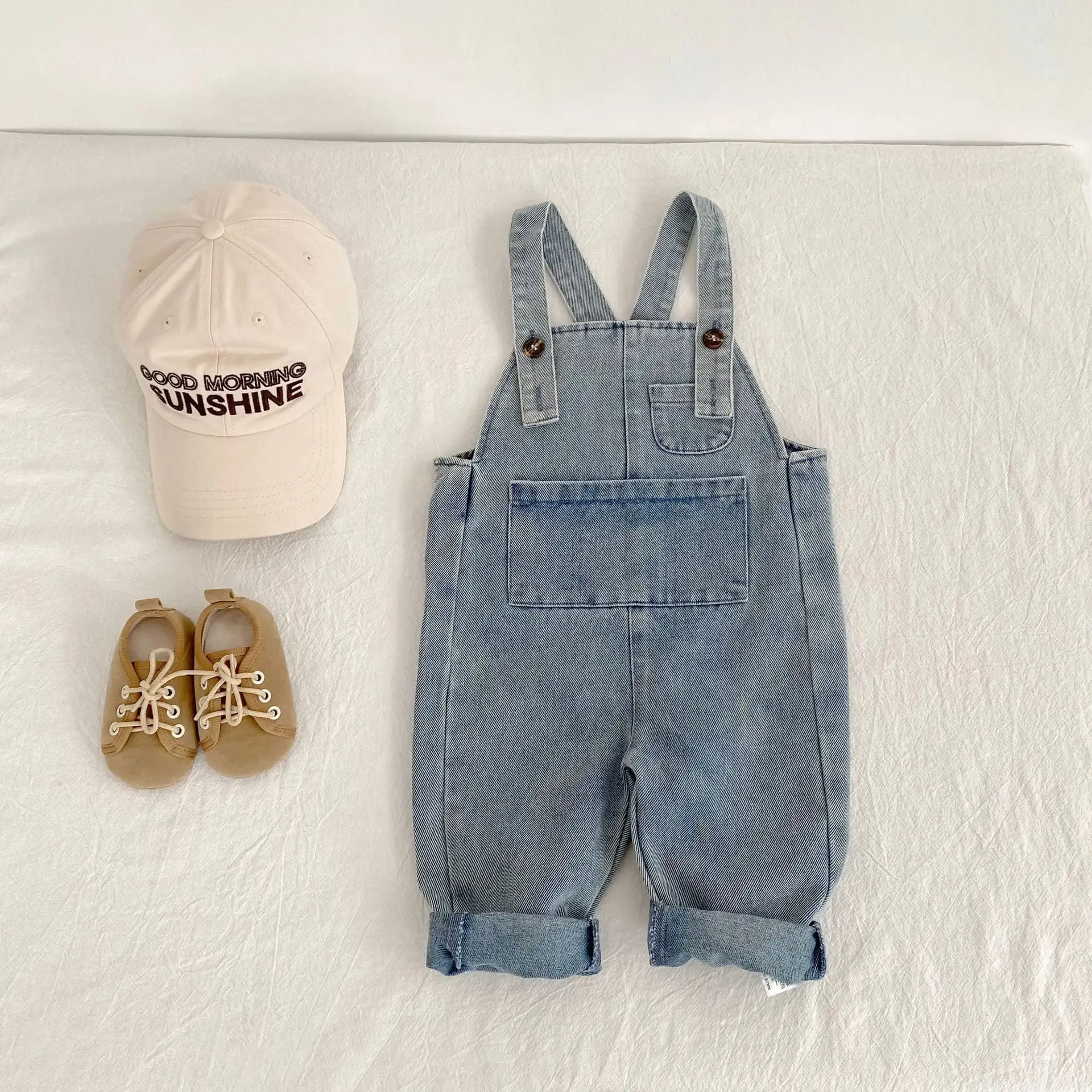 【73-110cm】ポケット付きデニムサロペット