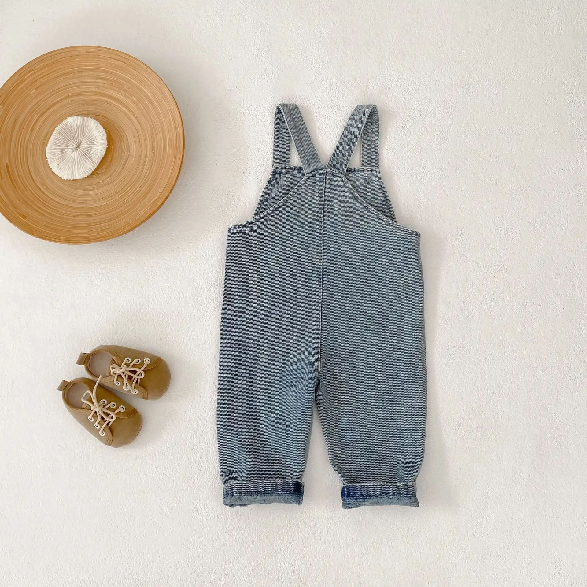 【73-110cm】ポケット付きデニムサロペット