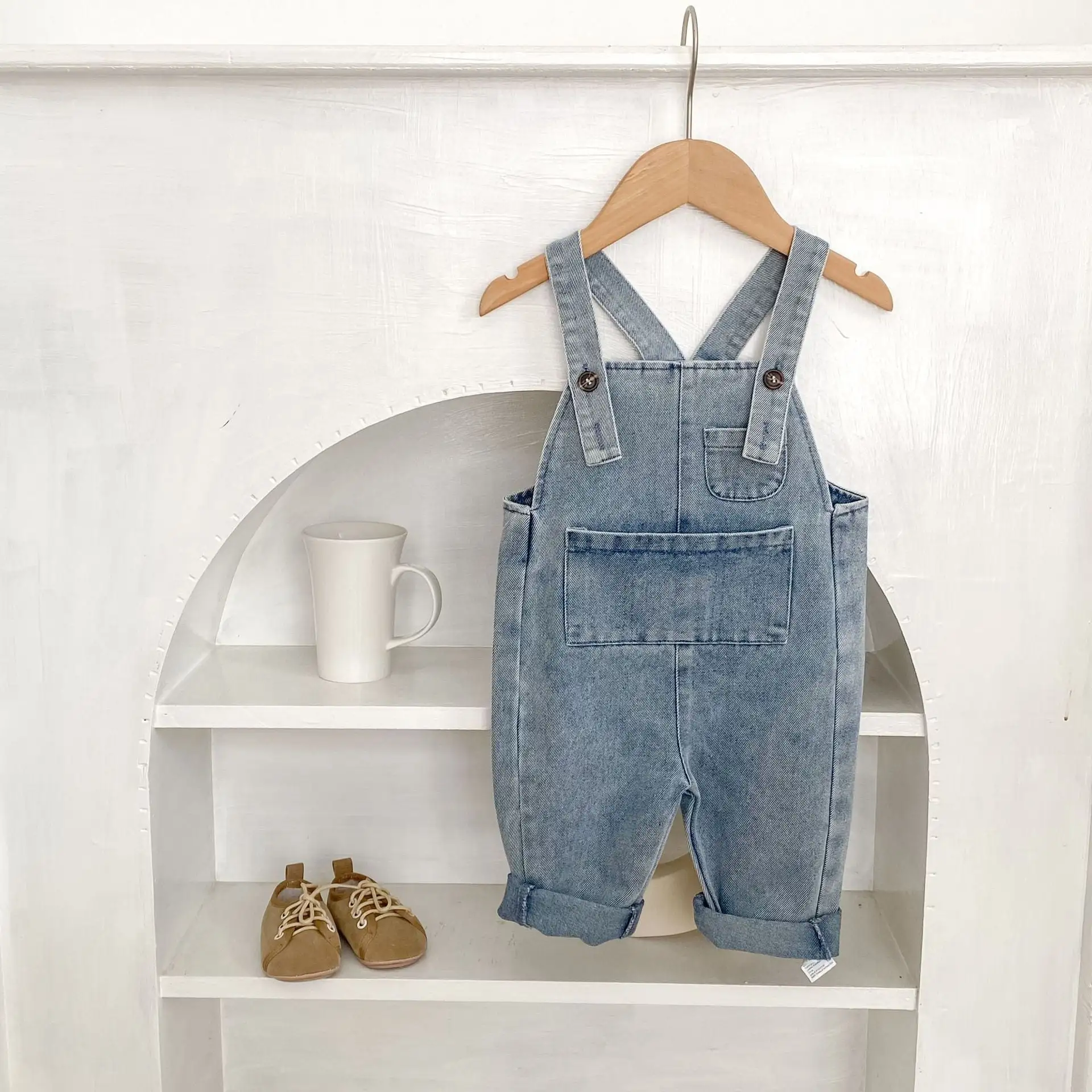 【73-110cm】ポケット付きデニムサロペット