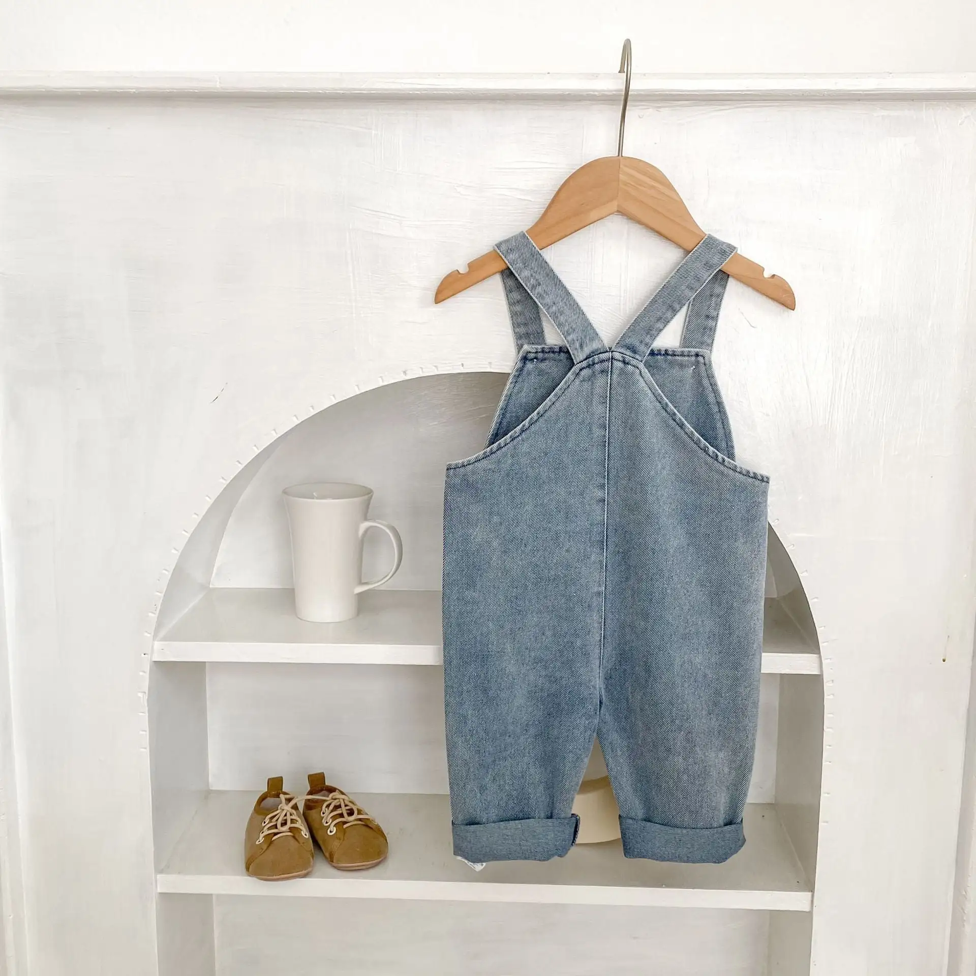 【73-110cm】ポケット付きデニムサロペット