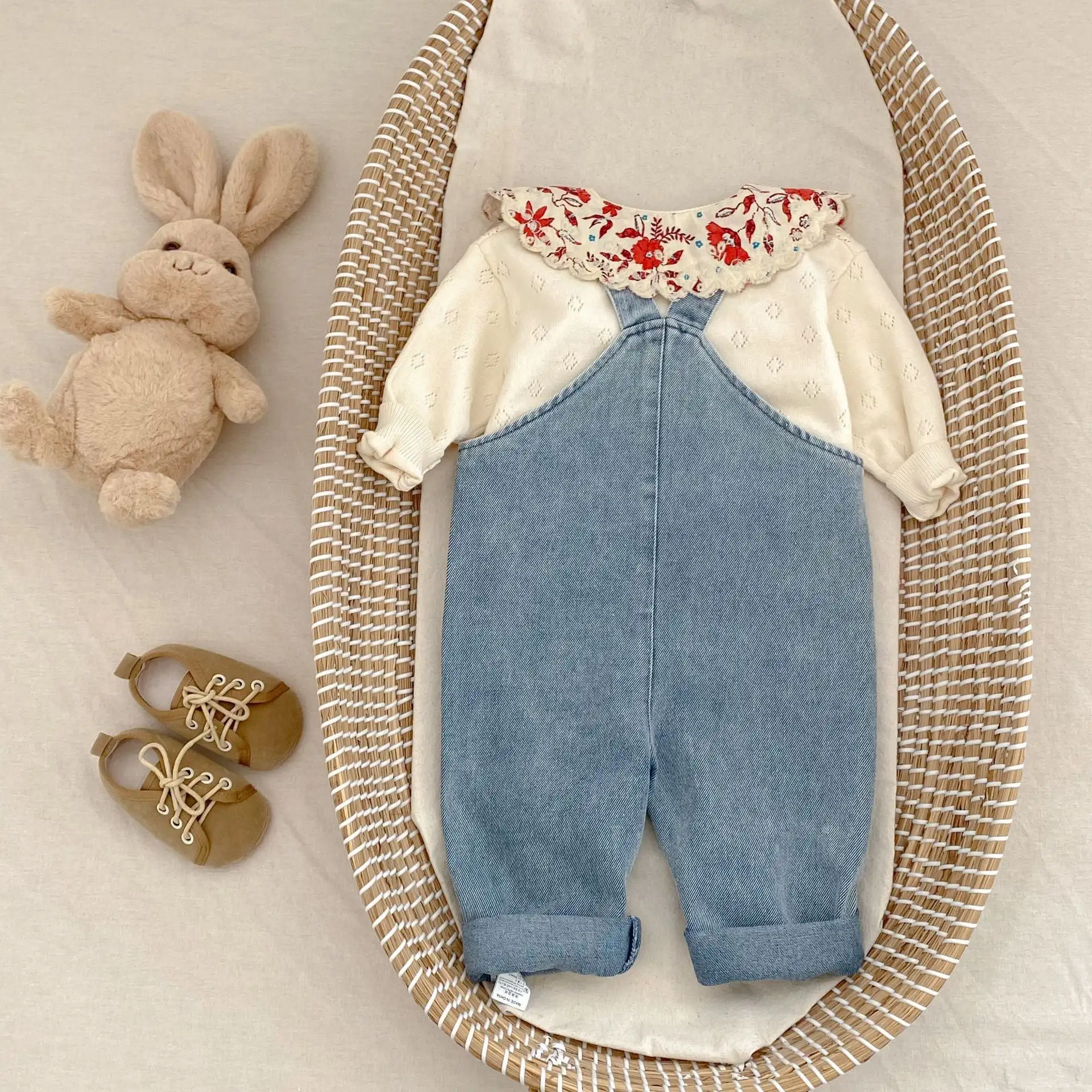 【73-110cm】ポケット付きデニムサロペット