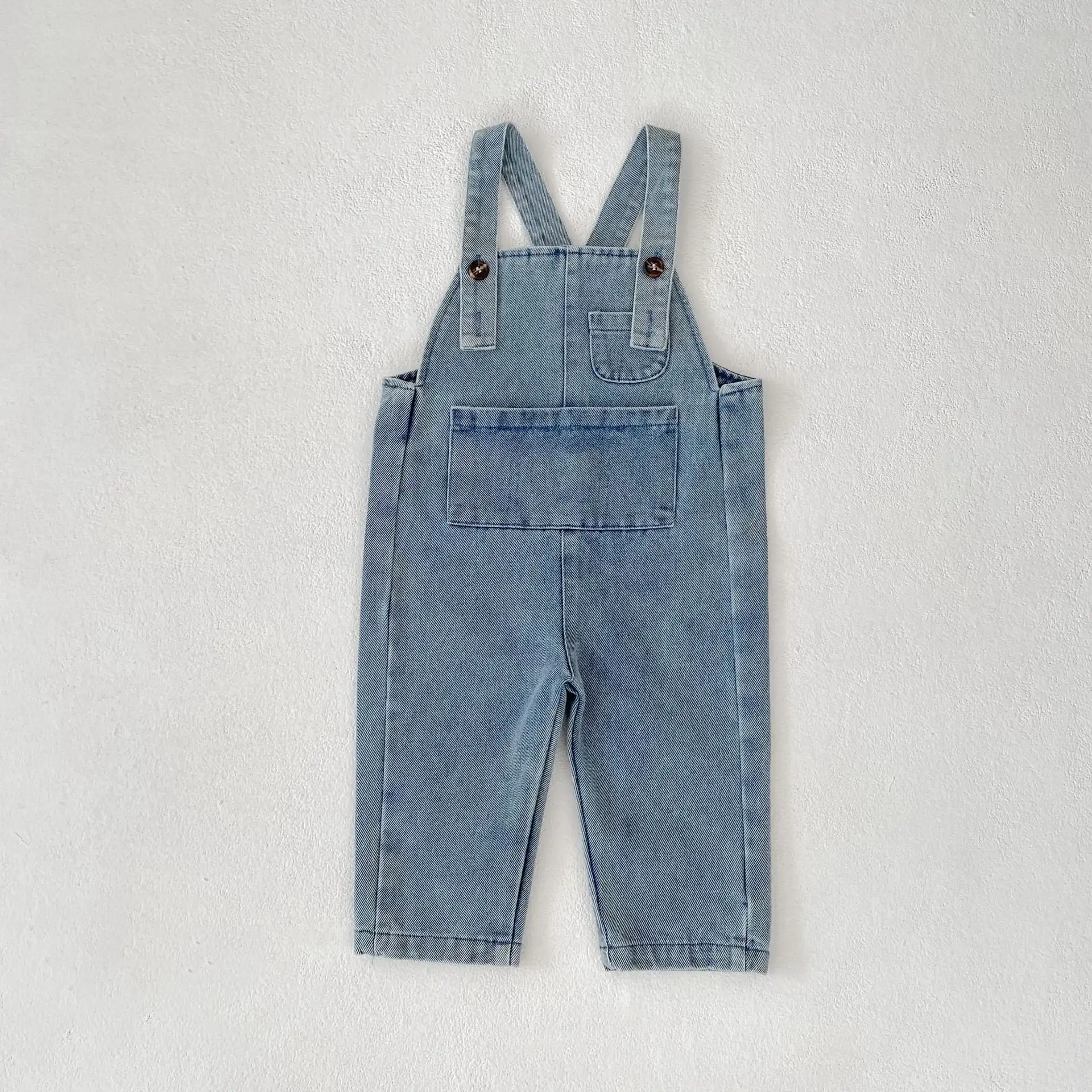 【73-110cm】ポケット付きデニムサロペット