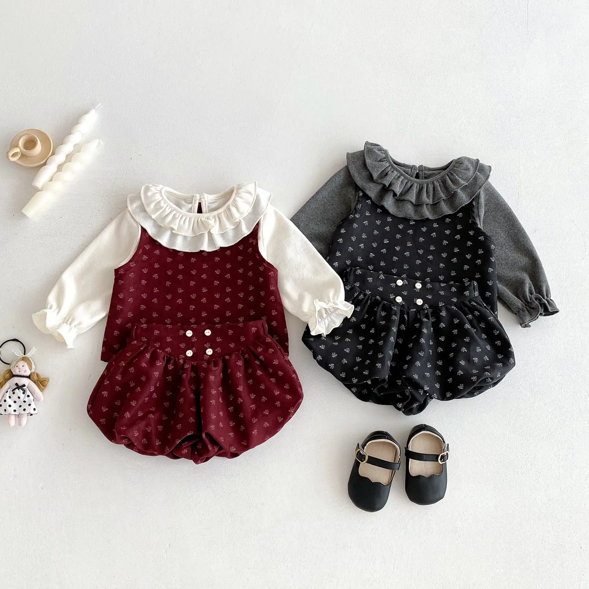 【66-100cm】3点セット可愛い総柄セットアップ