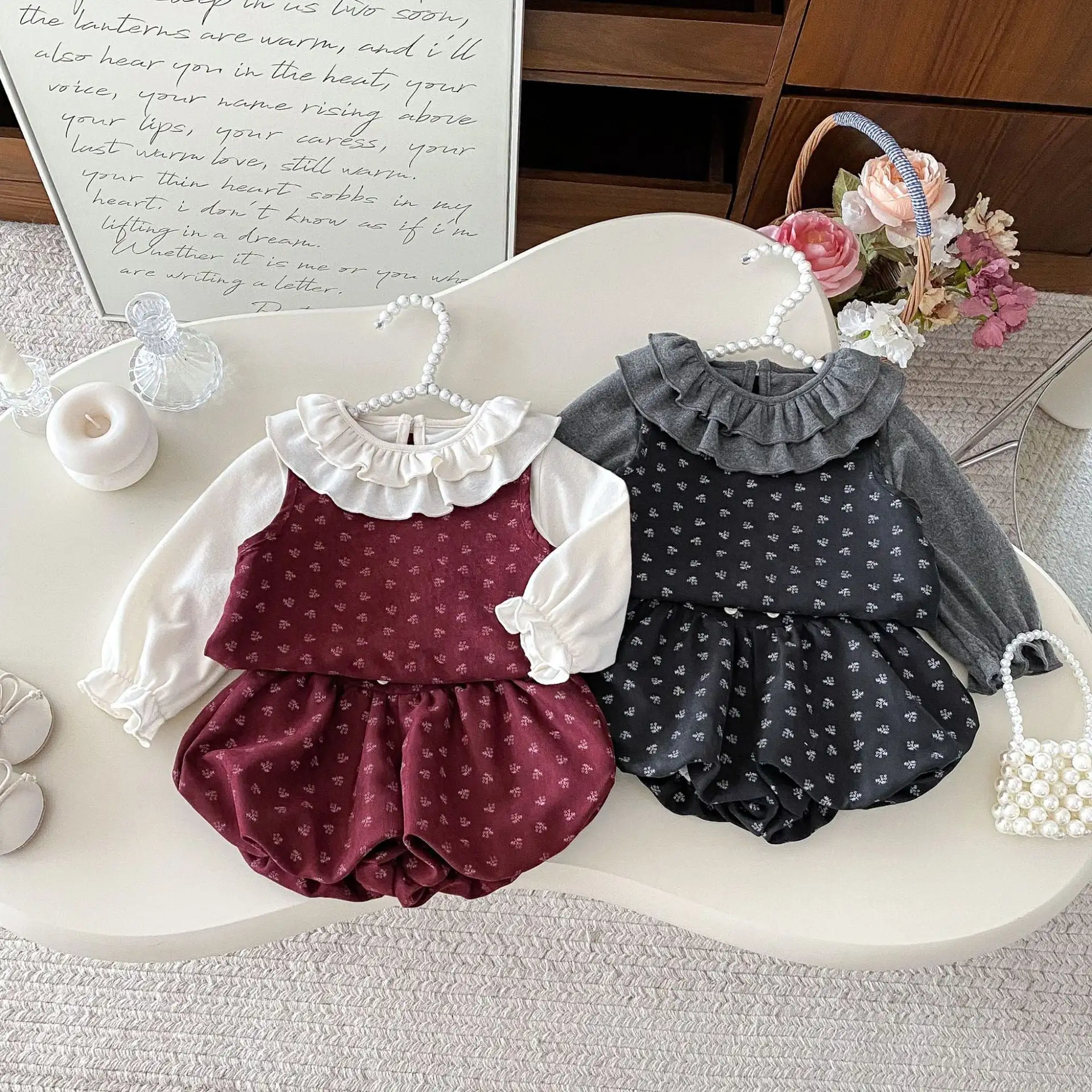 【66-100cm】3点セット可愛い総柄セットアップ