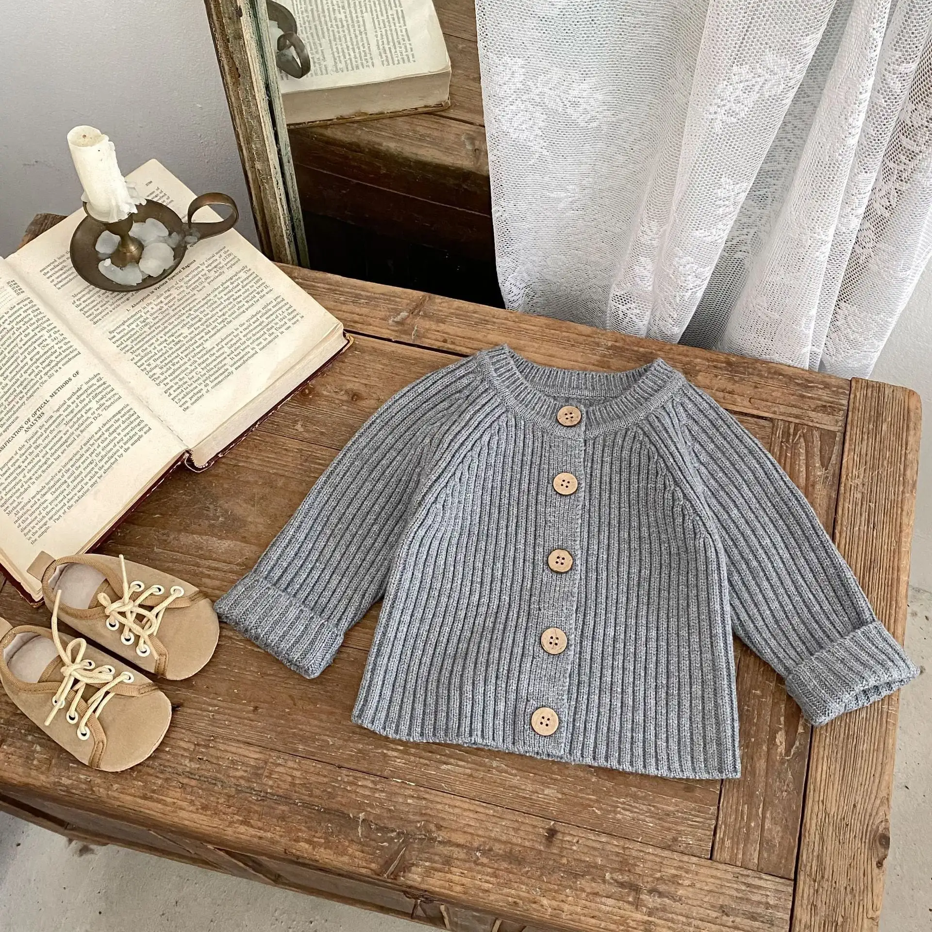 【66-90cm】2025新作　ニットリブカーディガン