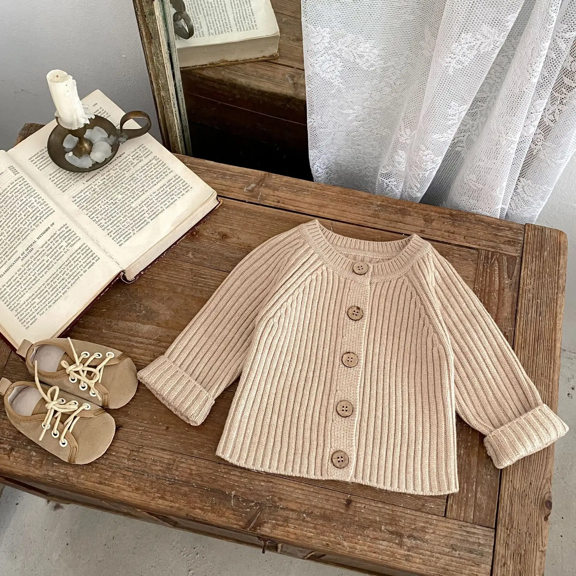 【66-90cm】2025新作　ニットリブカーディガン