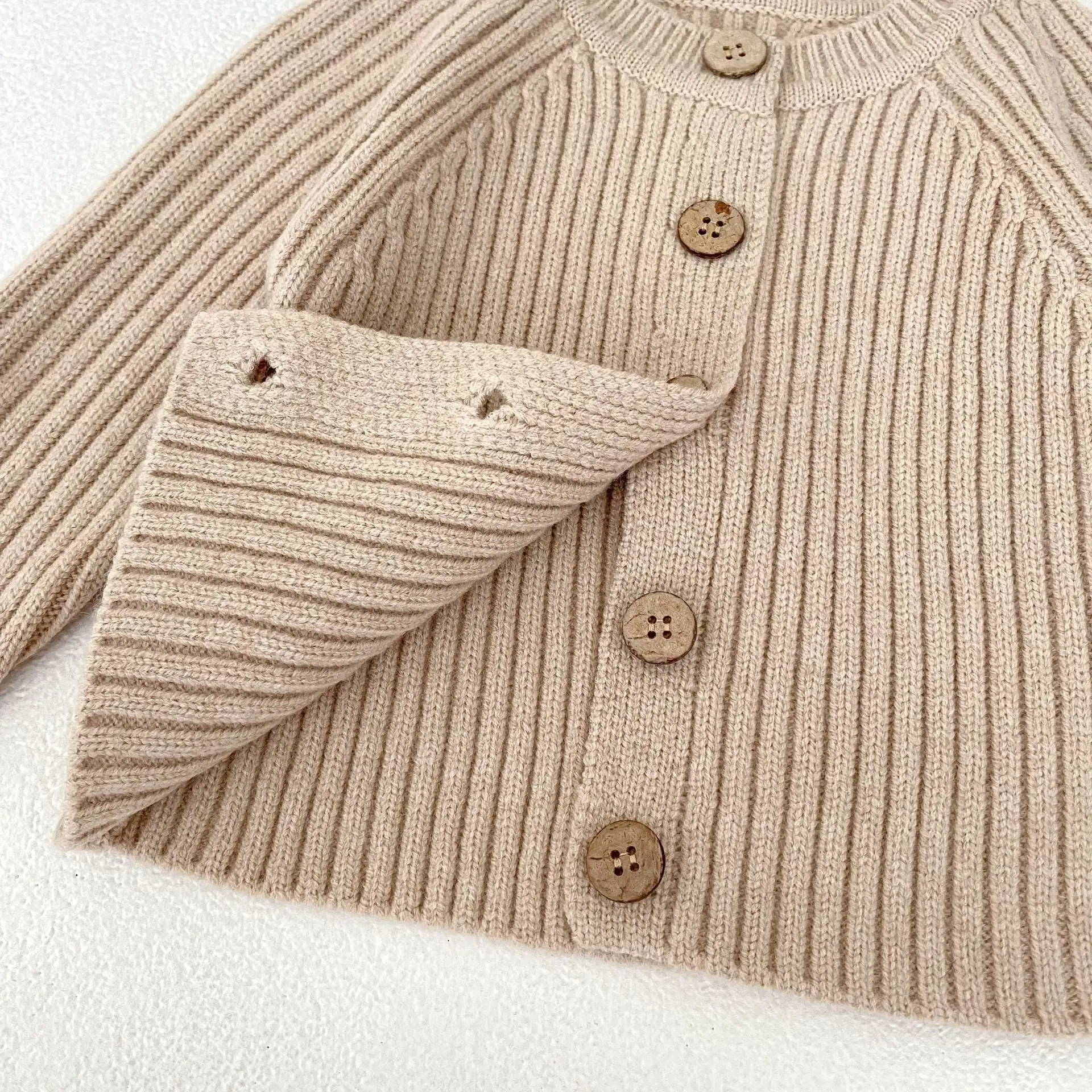 【66-90cm】2025新作　ニットリブカーディガン