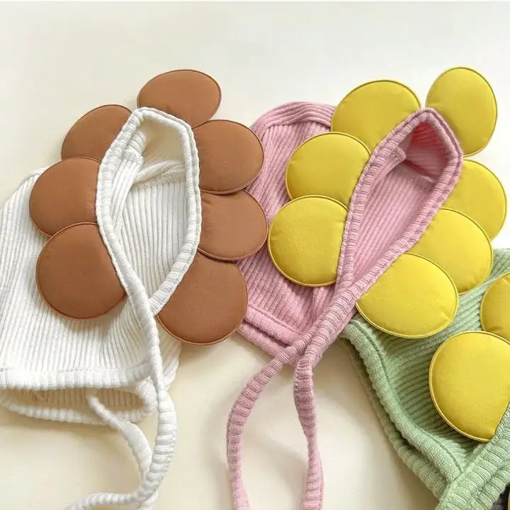 【66-90cm】可愛いフラワーリブサロペット