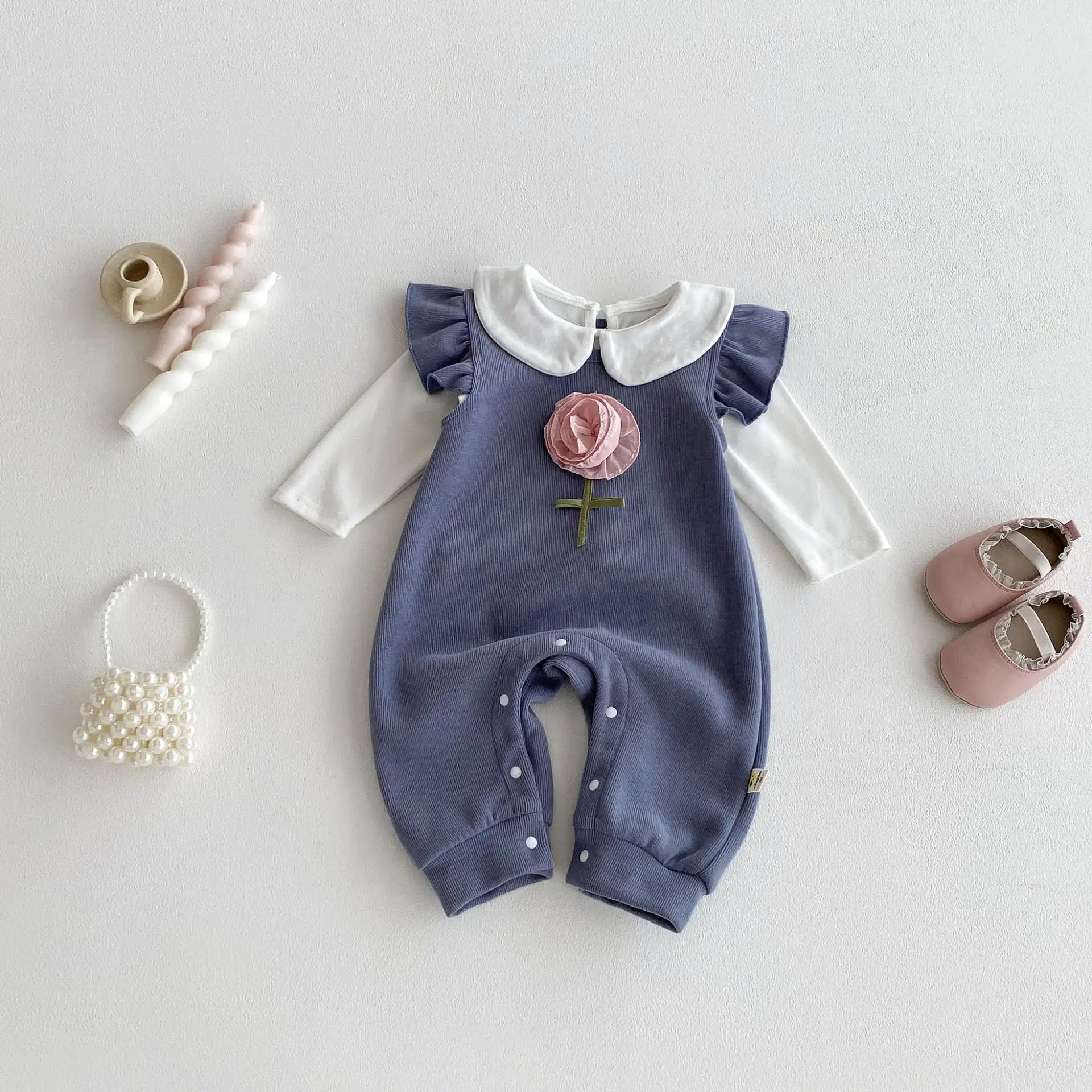 【66-100cm】ローズグレーオールインワン